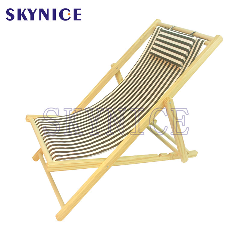 Chaise de plage pliante portable en bois massif pour salon