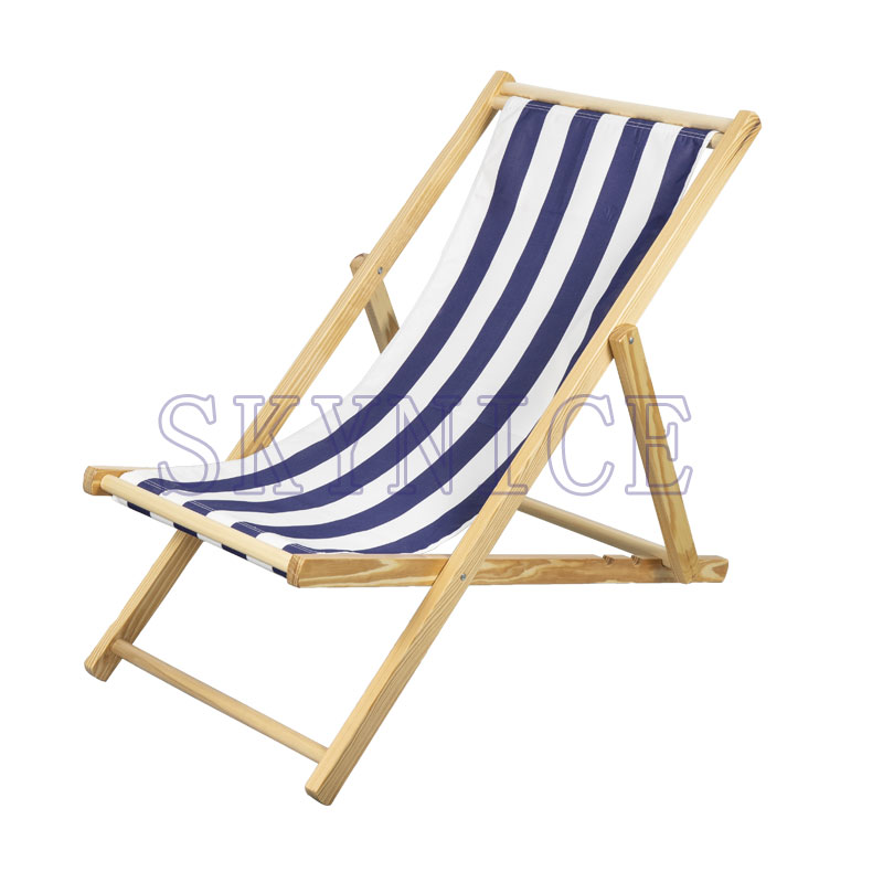 Chaise de plage pliable en plein air en bois de peuplier